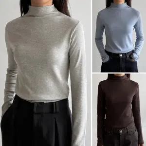 여성 국산 기모 면 모달 스판 무지 반목 폴라티 긴팔 티셔츠 기본티 이너티 반폴라 -WTS0992- 겨울
