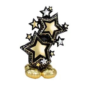 에어벌룬 은박 풍선 스타 클러스트 블랙앤골드 파티 스탠드/생일/축하/이벤트/포토존/장식/호일/별모양
