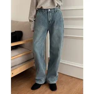 [공구우먼] [엠디픽] 앗뜨거 후끈후끈 기모 와이드 뒷밴딩 데님 팬츠 84985 빅사이즈 여성의류