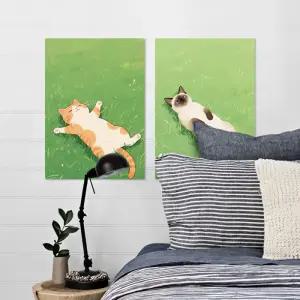 들판에누운 고양이 펠트 패브릭 포스터