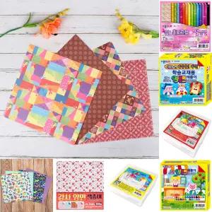 (총 100매입) 유니아트 전통 양면 색종이 (4색 x 25매씩)/종이접기/학종이/아이/미술/어린이/비행기/전문가