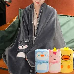 똑딱이 캐릭터 무릎 담요 어깨 입는 망토 이불/극세사/무릅/후드/쇼파/작은/집순이/대형/두꺼운