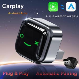 블루투스카팩 무선 CarPlay 안드로이드 오토 AI 박스 플러그 앤 플레이 자동 연결 2in1 차량용 넷플릭스 유튜브 시청 차량용 5G 와이파이 HD Xlintek KM12