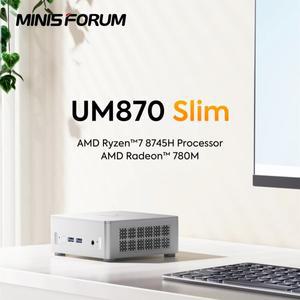 MINISFORUM 미니 PC 게이머 UM870 슬림 AMD Ryzen 7 8745H R5 7640HS, USB4.0 2 * DDR5 PCIE4.0 2.5G LAN,