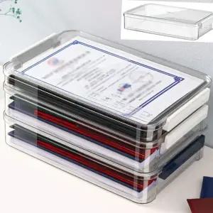 문서 수납 박스 대형 사무용 서류함 투명 문서 보관함 사무실 정리함 플라스틱 다용도 케이스 클립형 클립