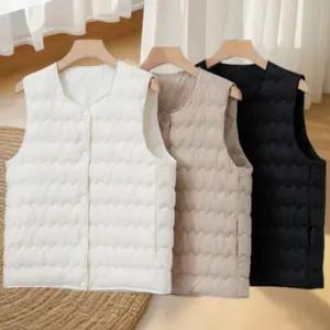 여성 옆포켓 경량 패딩 조끼 1P 겨울 슬림 베스트 얇은 기모 이너 여자 사무실