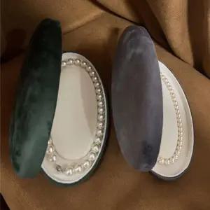 진주목걸이 타원형 보관함 케이스 보석함 디스플레이 선물함 그레이