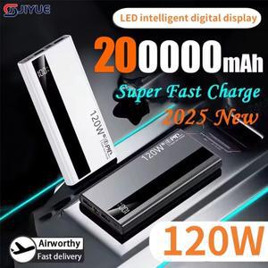 200000 mAh 120W 전원 은행 초고속 충전 배터리 Xiaomi Iphone Samsung Huawei 용 고용량 디지털 디스플레