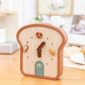 힐링 토스트 시계 호두나무 소품 시계바늘 베이커리