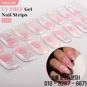 UV 프리 네일 젤 스트립 글리터 핑크 폴리쉬 스티커 큐어링 접착 롱래스팅 랩