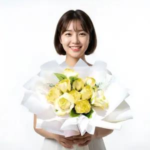 비누꽃다발 졸업식 꽃다발 이벤트 기념일 축하꽃 졸업선물 비누꽃 옐로우장미10송이