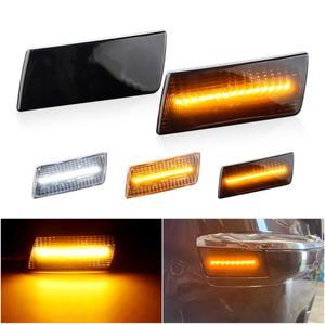 2PCS 앞 범퍼 신호 램프 화이트 앰버 LED 사이드 마커 조명 크라이슬러 호환 300 2005-2010 4805861AA 용