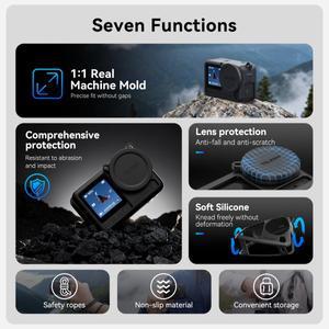 호환 DJI OSMO Action 6 렌즈 캡 커버용 TELESIN 실리콘 보호 케이스 카메라 드롭 방지