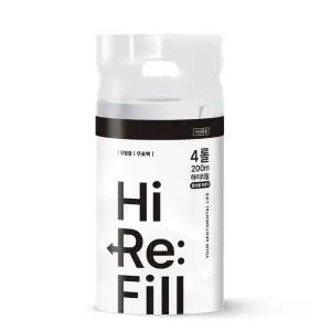 하이리필 무표백 무형광 점보롤 화장지 200m 4롤 안전한 펫티슈