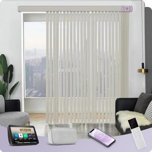 알렉사 구글 프라이버시 리버서블 블랙아웃 스마트 수직 블라인드 리모컨 트랙 슬랫과 호환되는 그레이윈드 전동식 홈 오피스용 (블랙아웃 베이지 화이트)