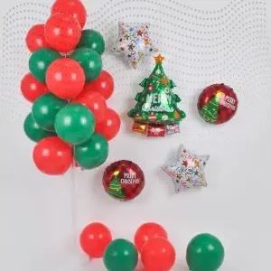 크리스마스 풍선 세트 파티 장식 빨강 초록 메리 트리 별 원형 홈파티 행사용 벌룬 데코
