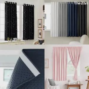 더자리 [커튼 모음전] 방한 암막 작은창 커튼 2장세트(커튼끈 포함)