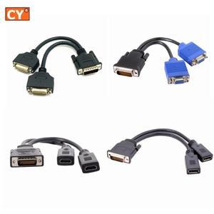 DMS 59Pin 남성 2 VGA DVI Displayport 그래픽 카드 HDMI 모니터 용 HDMI 호환 여성 분배기 연장 케이블 어