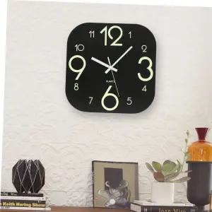 사각벽시계 플랫우드 축광 야광 무소음 벽시계 가정용 축광벽시계