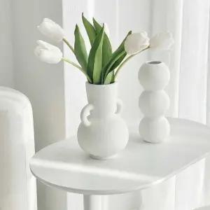 튤립 조화 4송이 화이트 인조꽃 인테리어 장식