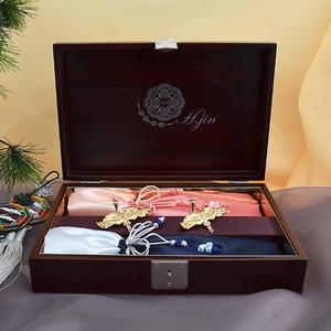 H.jin 나전칠기 쌍학 티타늄 금수저 골드/부부 숟가락 젓가락 금수저세트 자개보석함