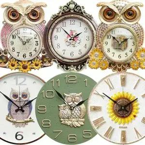 인테리어 무소음 벽시계 안방 침실 거실 사무실 카페 엔틱 빈티지 클래식 디자인 벽장식 홈데코 입체 장식품 부엉이 해바라기 센스있는 가게오픈 집들이 결혼 신혼 입주 이사 개업식선물