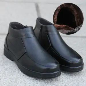 남성 소가죽 방한화 털안감 겨울 정장 부츠 미끄럼방지 남자신발 중년남성화 M