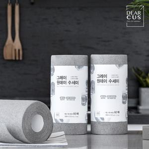 디어커스 그레이 원데이 수세미 60매 x4 다목적 다회용 설거지 주방 롤타입 수세미