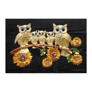 돈들어오는액자 해바라기골드부엉이-대형 거실 현관 사무실 카페 재물운 금전운 풍수지리 재물 벽장식 입체그림 우드 홈데코 장식품 센스있는 가게오픈 집들이 결혼 신혼 입주이사 개업식선물