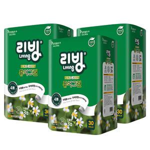 [즉시할인15%]리빙 퓨어그린 무형광 화장지 3겹 25M 30롤x3/휴지