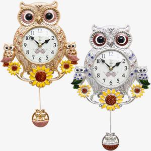 돈들어오는 해바라기부엉이Q 무소음 벽시계 예쁜 카페 거실 풍수지리 홈데코 장식품 집들이 결혼 개업선물