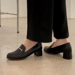 SOVO 리엔나 로퍼힐 발편한 미들통굽 펌프스 여성구두 4cm