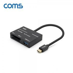 [에스투씨엔아이][FW398]  Coms USB 3.1 카드리더기 (Type C to USB 3.0 1Port, SD/XQD Card Reader)
