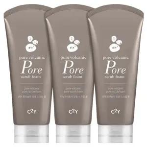 C2Y 화산송이 스크럽 모공케어 클렌징폼 220ml 3개 대용량 세트