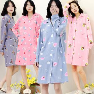 피치 카라 원피스잠옷 여성 홈웨어 이지웨어 파자마 라운지웨어