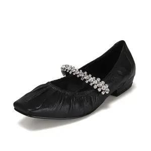 [BABARA](대구신세계)양가죽 주얼리 메리제인플랫 BBF132BK