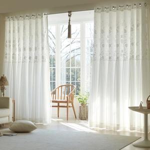 [뷰하우스]밀키드레스 이중레이스 화이트 암막 거실커튼 중형