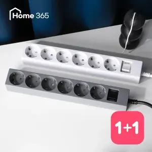[1개+1개] 홈365 국산 과부하차단 멀티탭 6구 3m / 16A