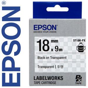 [정품] 엡손 라벨테이프 ST18K-PX 폭18mm 투명바탕 검정글씨