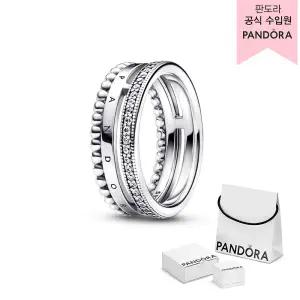 [롯데백화점]판도라 [백화점 보증서 제공] 시그니처 로고 파베 & 비디드 링_192312C01