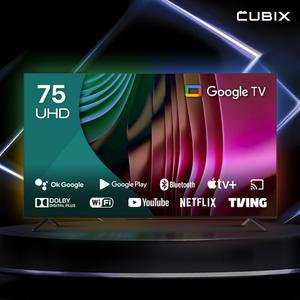 [으뜸효율]큐빅스 189cm 75인치 스마트TV UHD 4K 울트라LED 구글티비 안드로이드 에너지1등급 스탠드형 벽걸이형