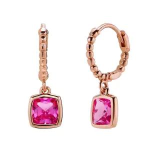 14K 귀걸이 원터치 드롭 링 스퀘어 루비