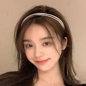 여자 데일리 심플 가는 세줄 진주 헤어 밴드 머리띠 헤어띠 와이드헤어밴드 헤어밴드머리띠