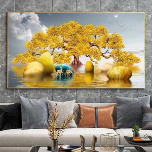 대형 황금나무 사슴 보석십자수 120x60 (AB+원형/전체)