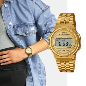 백화점AS가능 카시오 라운드 금장 메탈 전자시계 빈티지 레트로 디지털 A-171WEG-9ADF 지코스모 제품 A-171