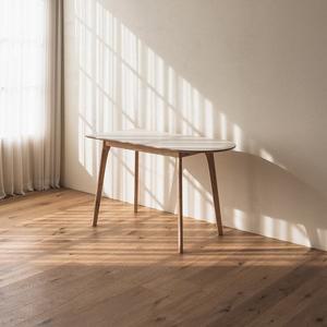 [레트로하우스][오늘출발]크리미 원스케어 반타원 원목테이블(1200)