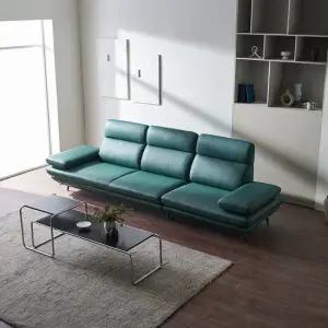 플랫 베이직 4인 콤팩트 전체 천연가죽 소파+스툴