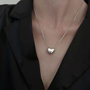 925 실버 하트 사각체인 은 목걸이