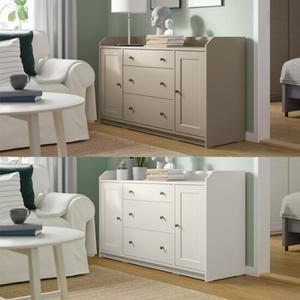 이케아 HAUGA 하우가 다용도수납장 화이트 140x84cm