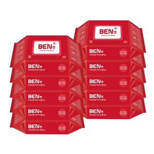 [벤] 레드 초순수 저자극 아기 물티슈 100매입 (10팩)